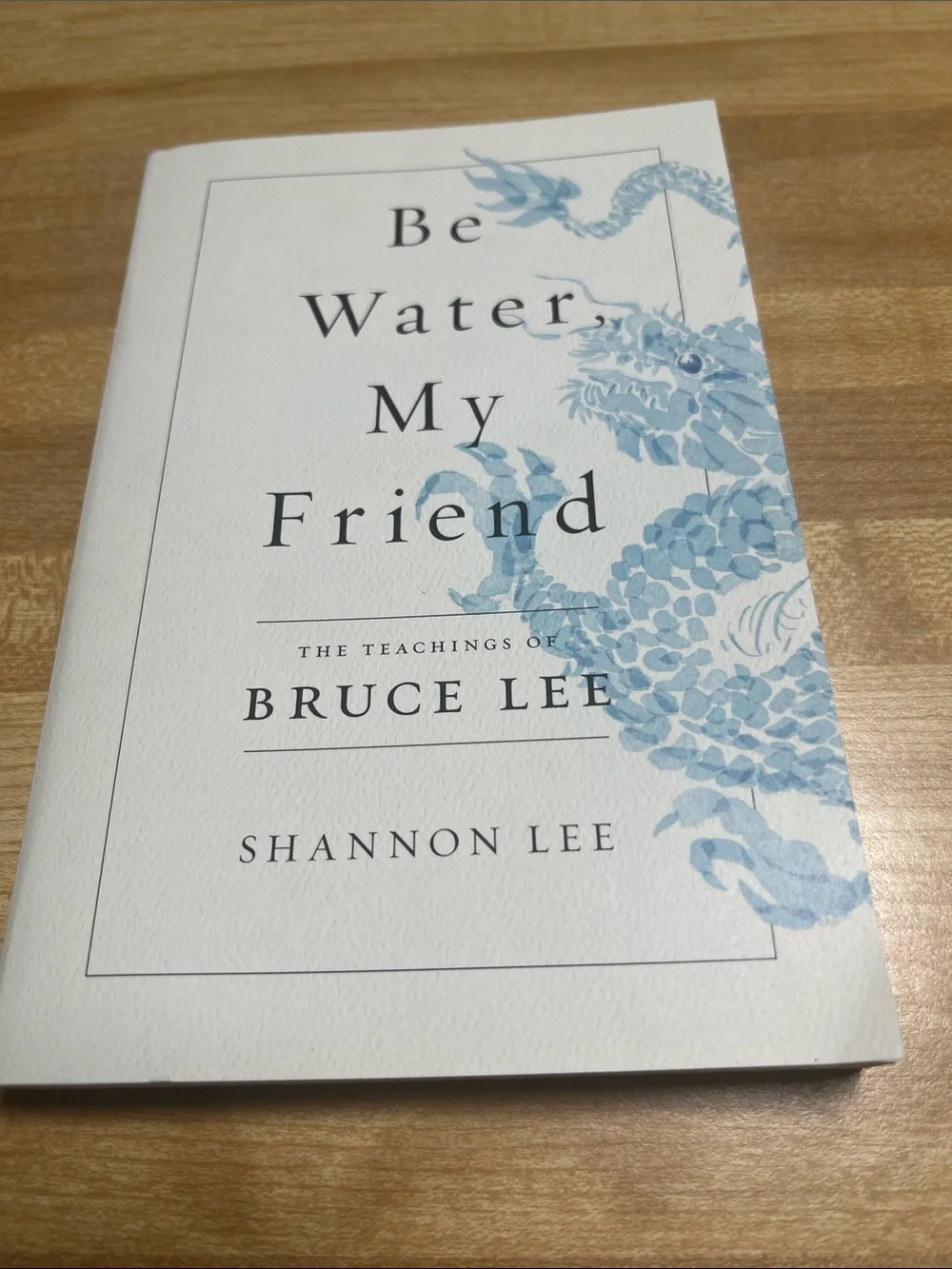 #2874**Soft White And Blue Dragon Book Cover Be Water My Friend